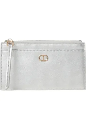 Twin-Set Tilbehør, Dame, Grå, ONE SIZE, Uld, Sort Metallic Clutch Pung
