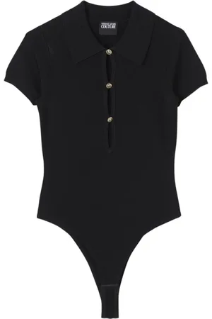 VERSACE Top, Dame, Sort, M, Uld, Sort Striktop med Nøglehulsdetalje