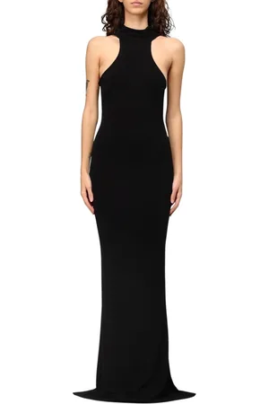 Elisabetta Franchi Kjole, Dame, Sort, XL, Rød Maxi Kjole, Ærmeløs, Høj Hals