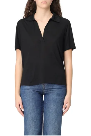 Dondup Top, Dame, Sort, M, Sort V-hals Polo Shirt