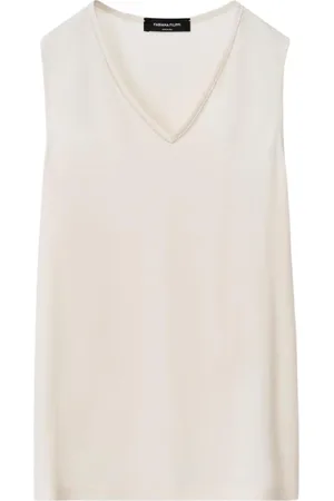 Fabiana Filippi Top, Dame, Hvid, XS, Hvid V-hals Ærmeløs Top