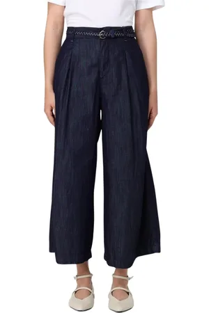 Liu Jo Bukser, Dame, Blå, W25, Uld, Stilfulde Wide-Leg Denim Bukser