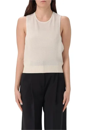Elisabetta Franchi Top, Dame, , L, Elegant Striktrøje med Ribdetaljer