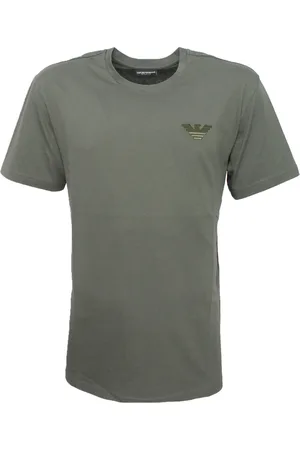 Emporio Armani Top, Herre, Grøn, L, Bomuld, Bomuld T-shirt med Front Logo
