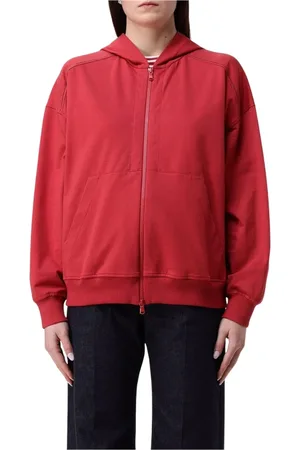 Brunello Cucinelli Sweathshirts & Hoodies, Dame, Rød, XS, Bomuld, Rød ZipUp Hoodie Afslappet Pasform