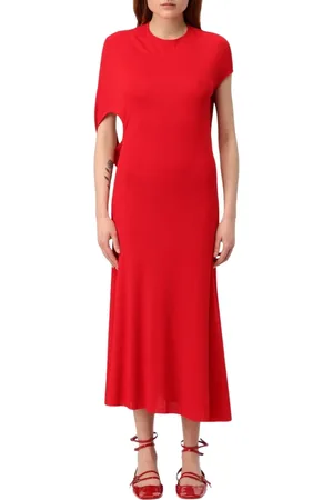 Jacquemus Kjole, Dame, Rød, S, Rød Asymmetrisk Midi Kjole