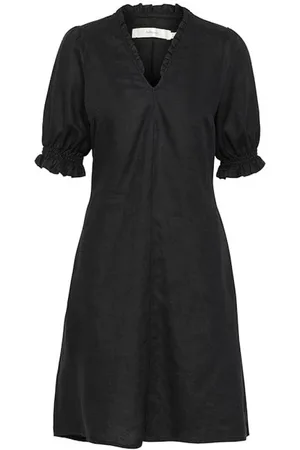 INWEAR Kjole, Dame, Sort, XL, Uld, Sort A-linje Kjole med V-hals