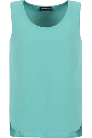 Emporio Armani Top, Dame, Grøn, L, Polyester, Sablé Rundhalset Ærmeløs Top