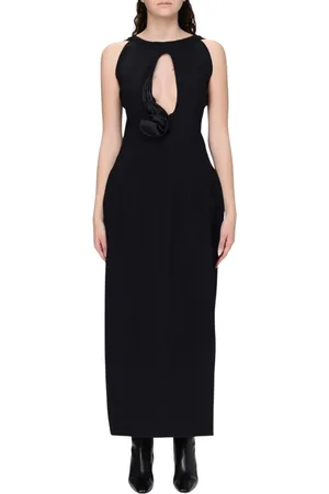 MAGDA BUTRYM Kjole, Dame, Sort, S, Elegant Sort Midi Kjole med Ruffle