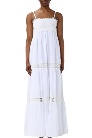 Kaos Kjole, Dame, Hvid, M, Uld, Hvid Flared Midi Kjole Elegant Stil