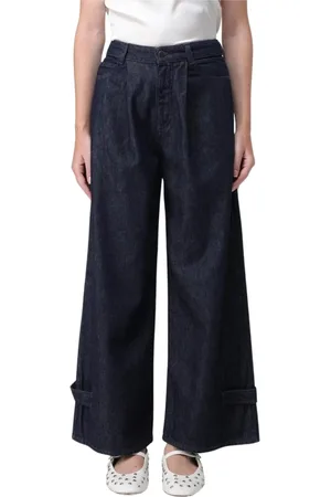 Emporio Armani Jeans, Dame, Blå, W25, Uld, Blå Wide Leg Jeans Med Afslappet Pasform