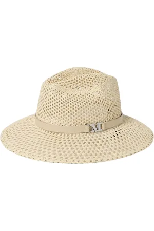Max Mara Tilbehør, Dame, , 58 CM, Læder, Elegant Ivoire Fedora Hat med læder