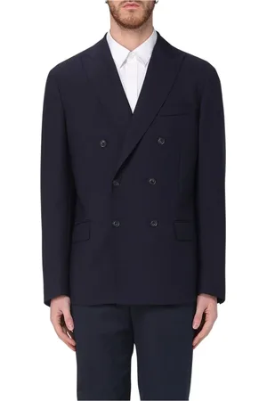 FAY Jakkesæt, Herre, Blå, 2XL, Klassisk Dobbelt-Breasted Blå Blazer