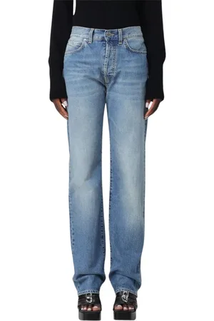 Pinko Jeans, Dame, Blå, W26, Uld, Stilfulde Straight Leg Jeans til Kvinder