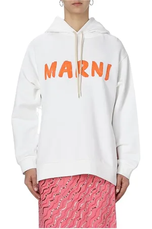 Marni Sweathshirts & Hoodies, Dame, Hvid, 2XS, Bomuld, Hvid Logo Hoodie til Kvinder