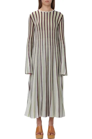 Stella McCartney Kjole, Dame, Flerfarvet, S, Farverig Strik Midi Kjole Flæsedetaljer