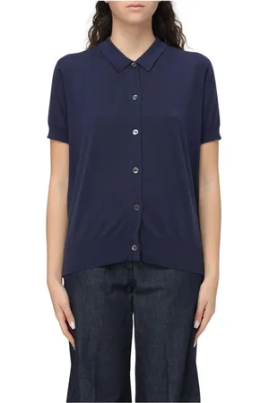 Aspesi Strik, Dame, Blå, S, Uld, Navy Strikket Polo Skjorte Kvinder