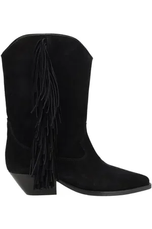 Isabel Marant Sko, Dame, Sort, 40 EU, Læder, Suede Læder Ankelstøvler Texan Stil