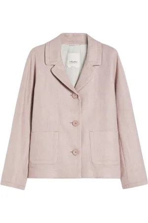 Max Mara Jakke, Dame, Lilla, XS, Linned, Lilla Linned Blazer med Enkelt Knap