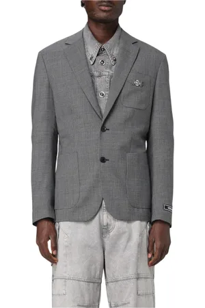 VERSACE Jakke, Herre, Grå, M, Elegant Check Blazer til Mænd