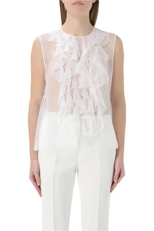 Alberta Ferretti Top, Dame, Hvid, S, Uld, Elegant Pink Silk Blouse