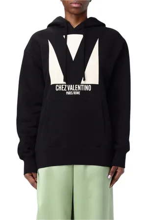 VALENTINO Sweathshirts & Hoodies, Dame, Sort, 2XS, Bomuld, Grafisk Print Hættetrøje til Kvinder