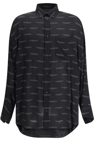 Balenciaga Skjorte, Herre, Sort, M, Ikonisk Monogram Oversized Skjorte