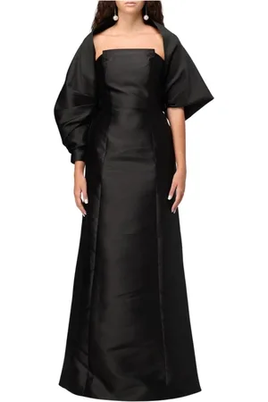 Alberta Ferretti Kjole, Dame, Sort, M, Satin, Sort Satinkjole med Draperet Jakke