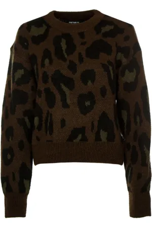 Carhartt Strik, Dame, Brun, XS, Uld, Animal Print Striktrøje