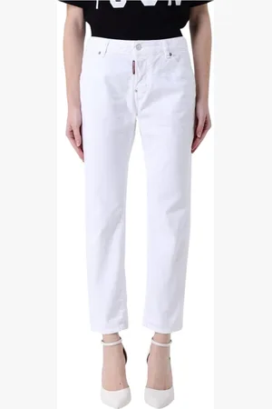 Dsquared2 Jeans, Dame, Hvid, XS, Uld, Hvide Kvinders Straight Leg Jeans