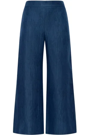 Maliparmi Bukser, Dame, Blå, S, Linned, Jacquard Linnedbukser i Dyb Blå