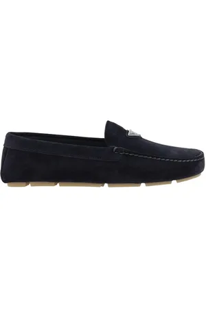 Prada Sko, Herre, Blå, 39 EU, Suede, Suede Loafers med ikonisk detalje