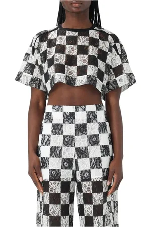 Pinko Top, Dame, Hvid, L, Squares Crop Top