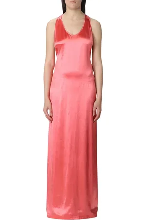 Fendi Kjole, Dame, Lyserød, XS, Satin, Luksuriøs Satin Maxi Kjole