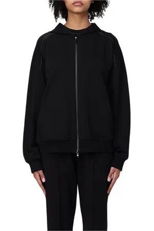 Brunello Cucinelli Sweathshirts & Hoodies, Dame, Sort, L, Elegant Sort Zip-Up Hoodie