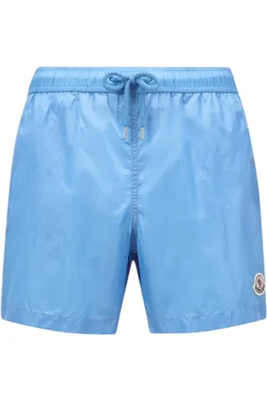 Moncler Badetøj, Herre, Blå, XL, Nylon, Lyseblå Logo Patch Badeshorts