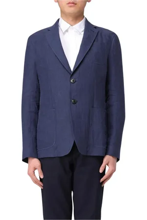 Emporio Armani Jakke, Herre, Blå, XL, Elegant Linen Blazer Jacket