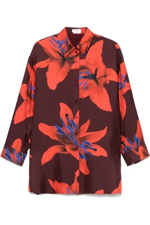Alexander McQueen Bluser & Skjorter, Dame, Rød, S, Multifarvet Silkeskjorte Forhøj Garderobe