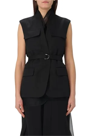 Brunello Cucinelli Jakke, Dame, Sort, XS, Sort ærmeløs vest med lommer
