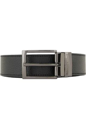 Emporio Armani Tilbehør, Herre, Sort, ONE SIZE, Læder, Reversible Læderbælte Sort