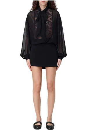 Pinko Kjole, Dame, Sort, XS, Chiffon, Elegant Blonde Mini Kjole