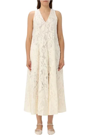 MEIMEIJ Kjole, Dame, Hvid, XS, Elegant Floral Lace Midi Dress