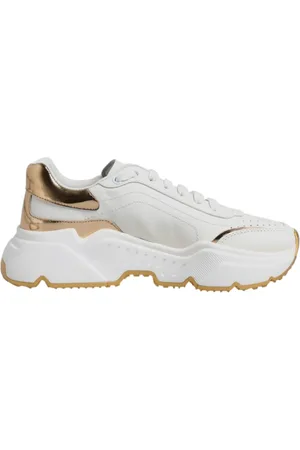 Dolce & Gabbana Sko, Dame, Hvid, 38 EU, Uld, Hvid Guld Daymaster Lave Top Sneakers