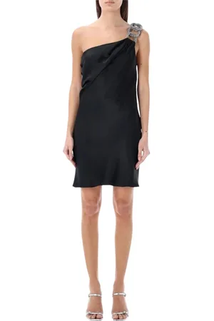 Stella McCartney Kjole, Dame, Sort, XS, Uld, Sort One-Shoulder Draperet Mini Kjole