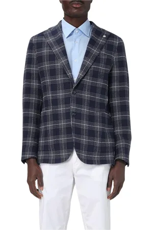 Manuel Ritz Jakke, Herre, Blå, M, Beige Check Blazer