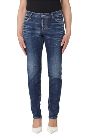 Dsquared2 Jeans, Dame, Blå, XS, Uld, Blå Distressed Slim Fit Jeans