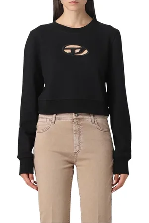 Diesel Sweathshirts & Hoodies, Dame, Sort, M, Bomuld, Sort Pullover Sweatshirt