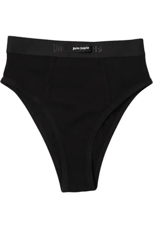 Palm Angels Badetøj, Dame, Sort, XS, Bomuld, Ribbet HighWaisted Briefs