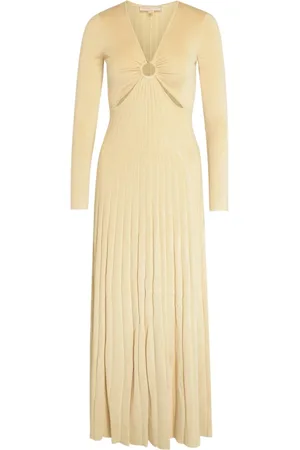 Michael Kors Kjole, Dame, Gul, M, Uld, Langærmet, guld metallic maxikjole