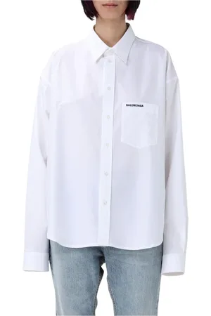 Balenciaga Bluser & Skjorter, Dame, Hvid, 2XS, Bomuld, Hvid Poplin Skjorte til Kvinder
